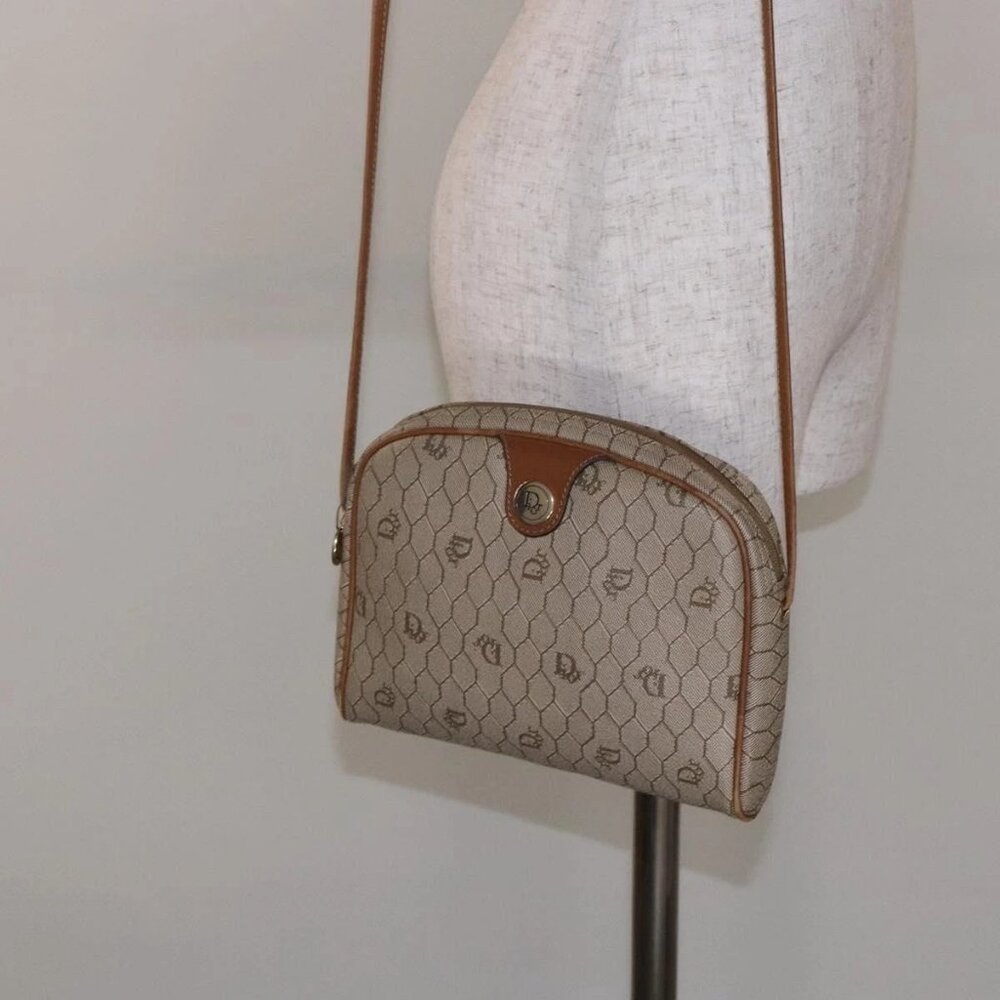 Christian Dior Honeycomb Canvas Shoulder Bag PVC Beige Gold Auth BA5167 - Picture 16 of 16